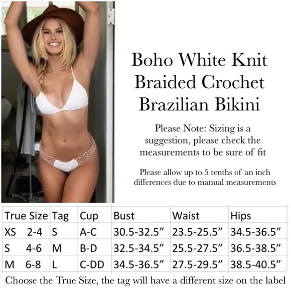 Boho White Knit Braided Crochet Brazilian Bikini - Picture 15 of 15